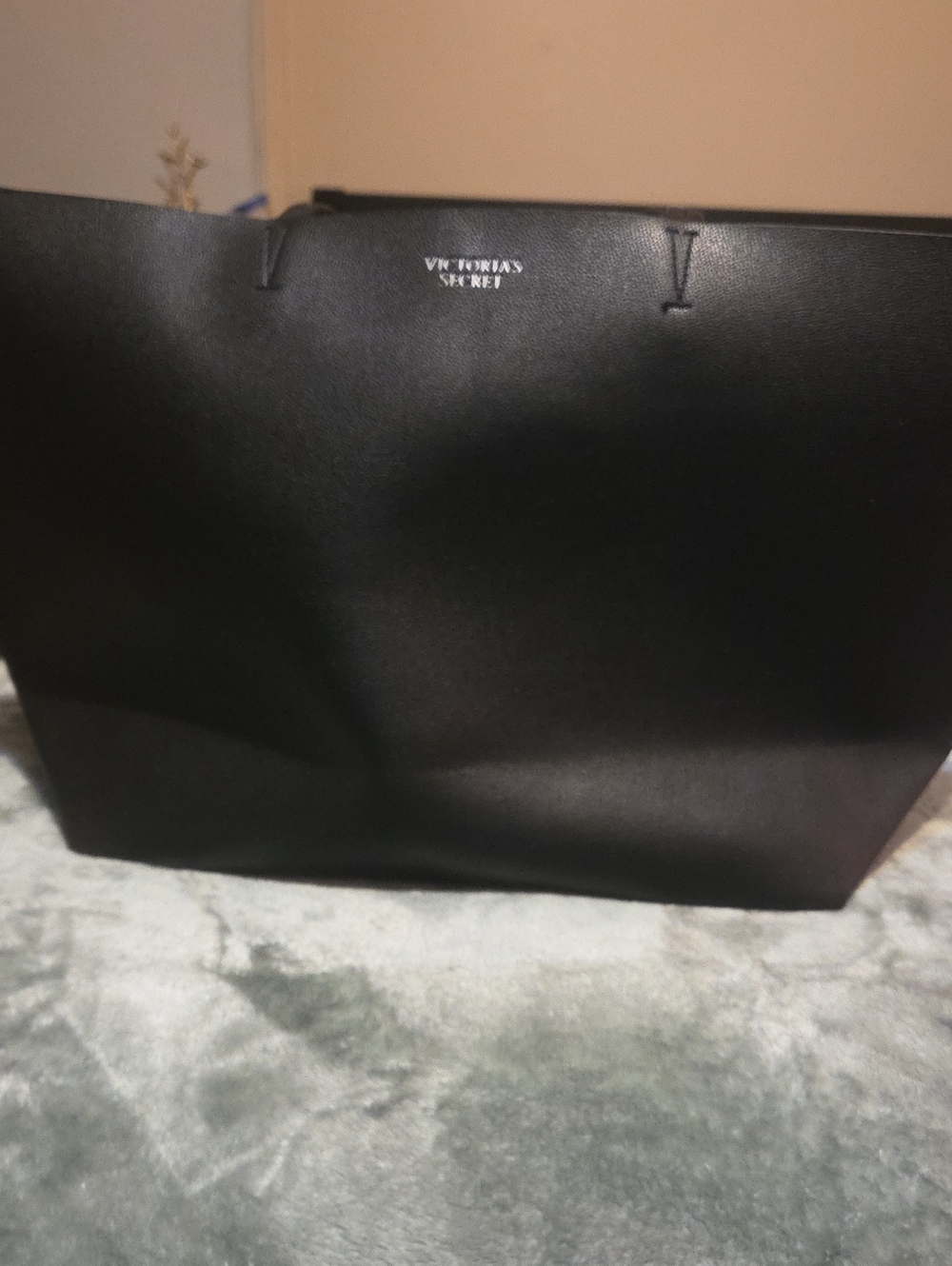 Victoria's Secret Black Faux Leather Tote Bag